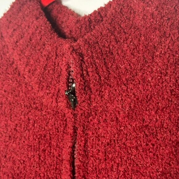 Burgundy Red Fuzzy Teddy Vest Womens L Zip Front Soft Pockets Cozy Outdoor Soft - Picture 6 of 9